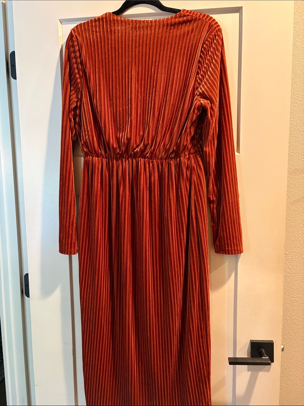 Lush Burnt Orange Velvet Wrap Midi Dress Dark Feminine, Gorgeous, Chic - L - Picture 5 of 9